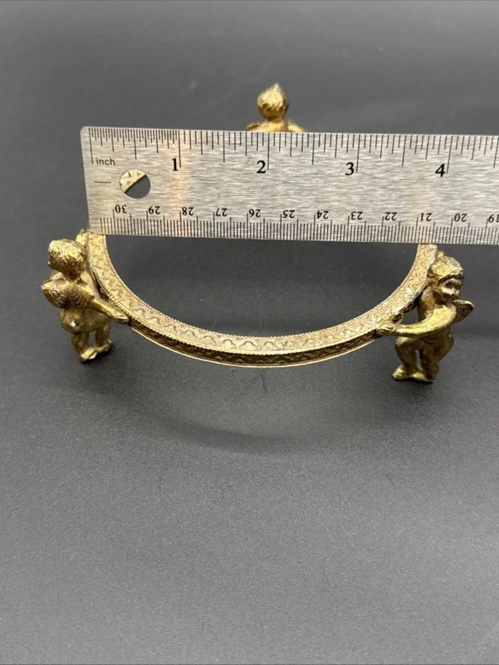 Vintage Ormolu Brass Cherub Stand Plant Candle Bowl Ornate Hollywood Regency